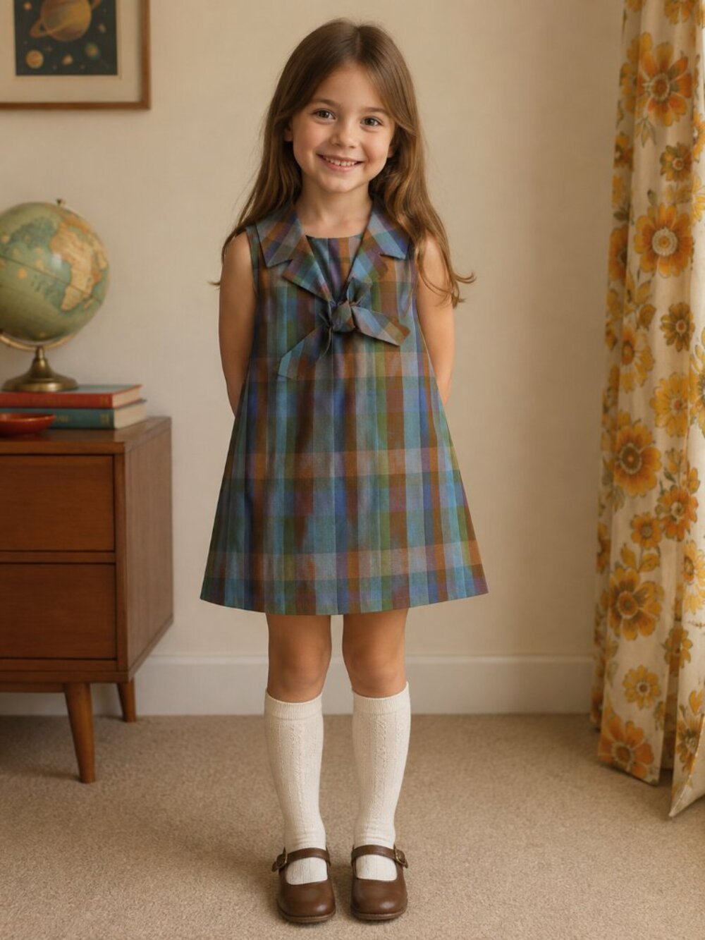 Vintage Mini Tunic Style Little Girls Dress Handmade see measurements for size